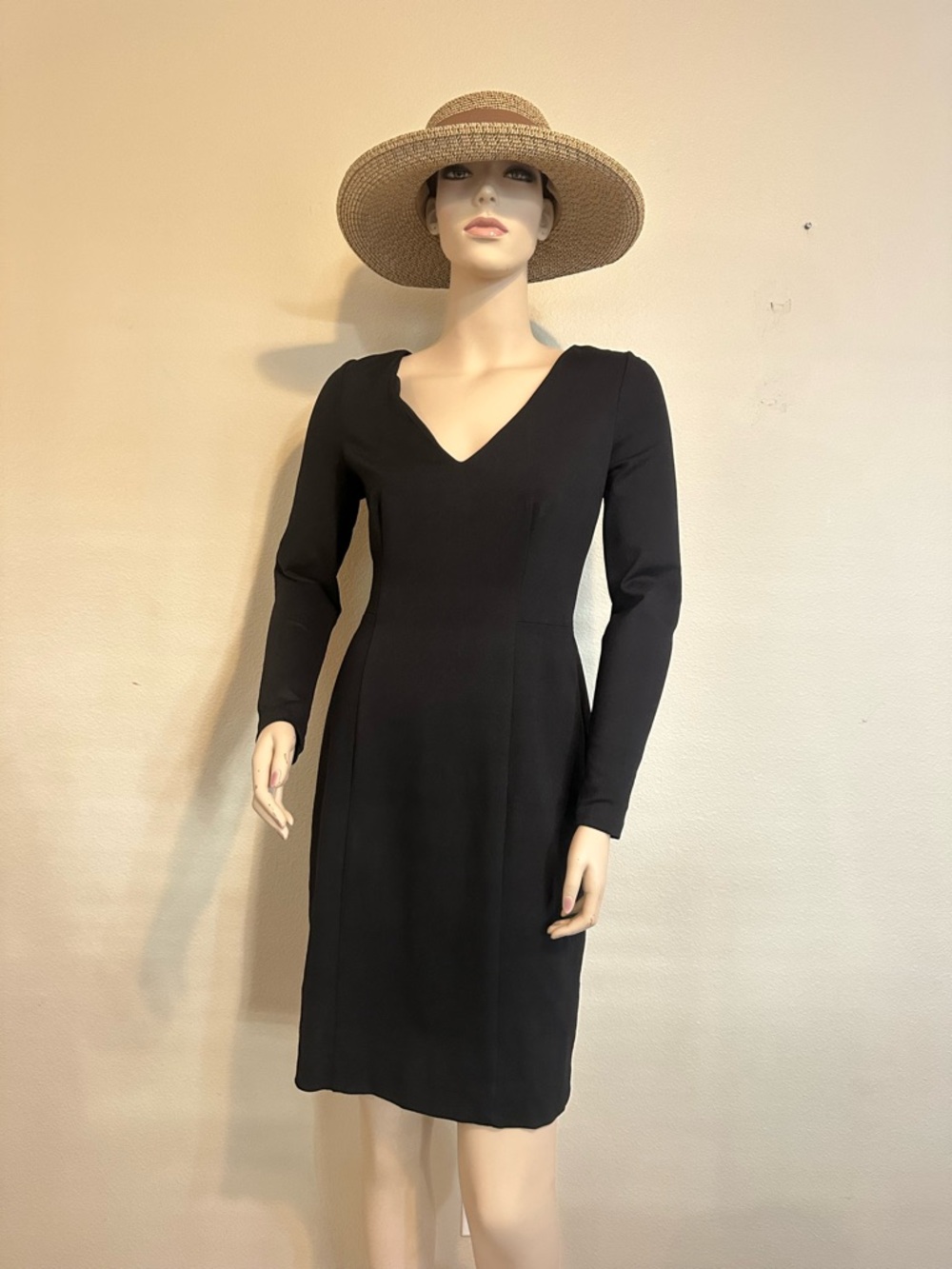Black Long-Sleeve V-Neck Dress